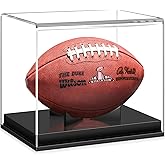 KKU Football Display Case, Acrylic Football Case Display Case Autographed Football Holder, No Assembly Required Football Display Box with Removable Built-in Football Display Stand