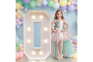 JoyMuse Mosaic Numbers 3 Feet Tall, Light Up Numbers with Lights, Large Numbers for Party, Number 0 Light Up Numbers for Baby Showe Anniversary Birthday Decorations for Girls Boys