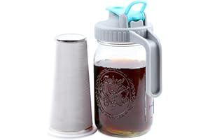 GMSWEET Mason Jar Cold Brew Coffee Maker 32 OZ Wide Mouth Cold Brew Pitcher With Brewer Filter For Coffee, Iced Tea, Sun Tea, Lemonade