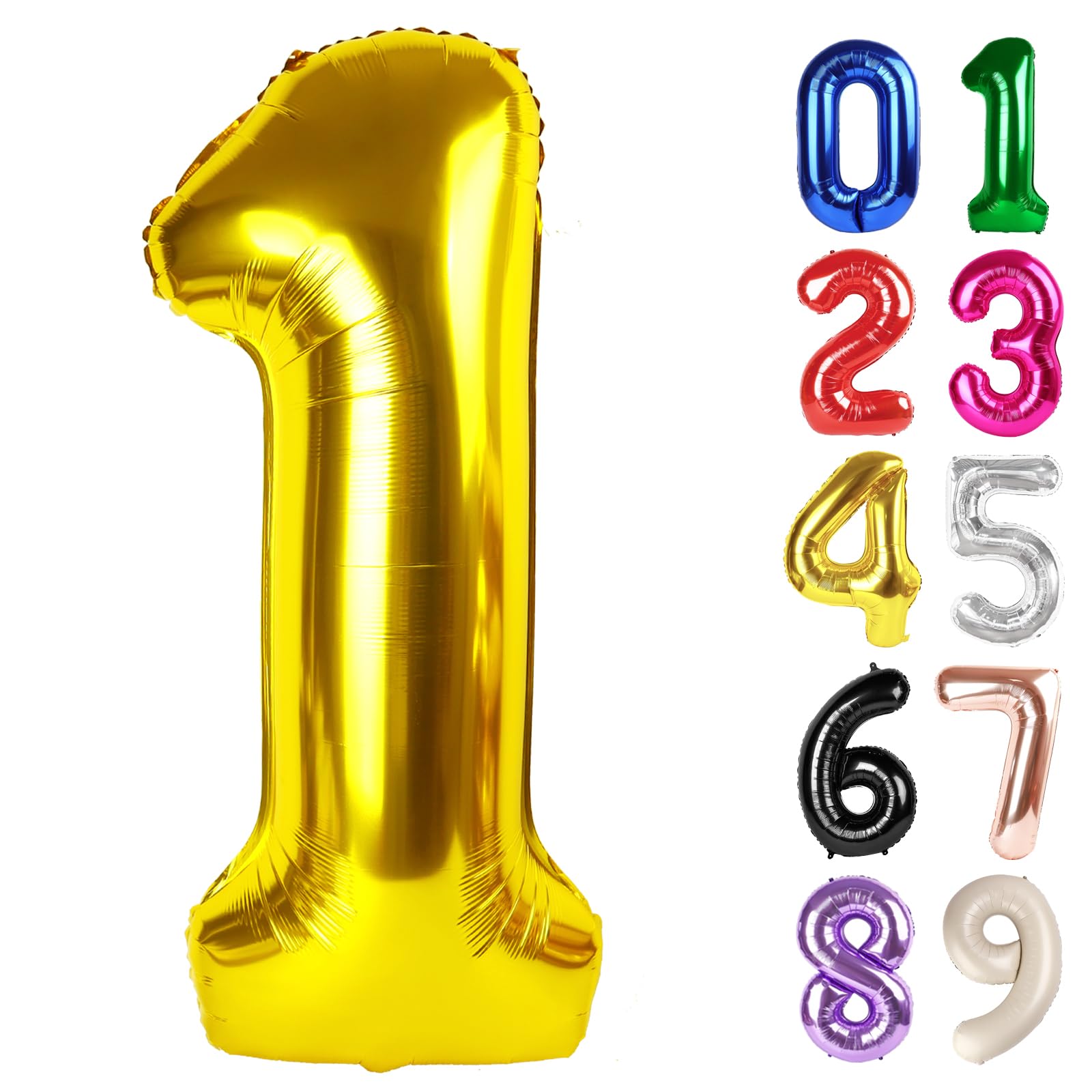 Photo 1 of 1 Balloon - Gold Birthday Number Balloons, 40 Inch Large Foil Balloons for Men Women Boys Girls Gold Themed Birthday Decorations