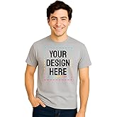 Custom Gildan T Shirts – Personalized Shirt with Text, Image or Logo | Design Your Own Shirt for Men & Women | Merch on Demand - Regular Fit (Sport Gray, Large, 1 Pack)
