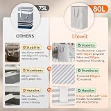 Lifewit 80L Collapsible Laundry Basket Hamper with Extended Handles Grey view 3