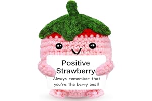 PARTY TONIGHT Handmade Positive Crochet Strawberry Gifts, Mini Energy Emotional Support Crochet Strawberry for Teachers Nurse Mentor Coworker Birthday Christmas