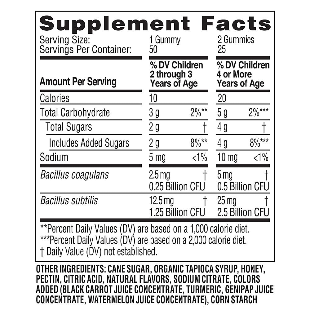 Zarbee's Kid's Daily Probiotic Blend Gummies with 2 Strains for Digestive Support; Easy To Chew; Gluten-Free & Drug-Free; Ages 2+; Natural Fruit Flavors; 50 Count