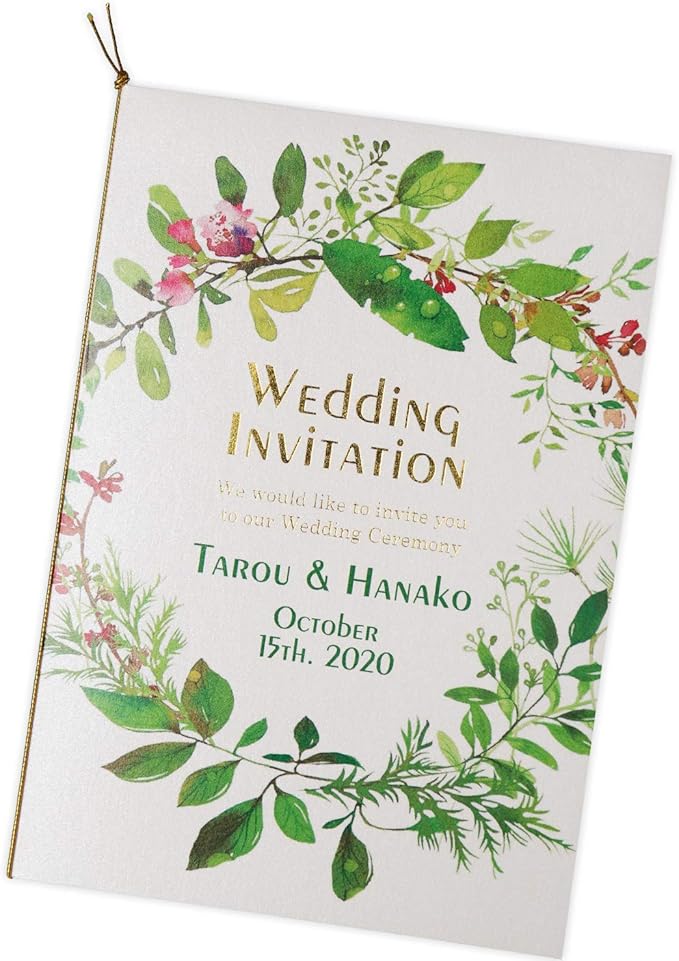 結婚式 招待状 手作りキット 名入れ ナチュラル ラージリース 10枚 セット 返信はがき アレルギー表記あり 招待状 文房具 オフィス用品 Amazon