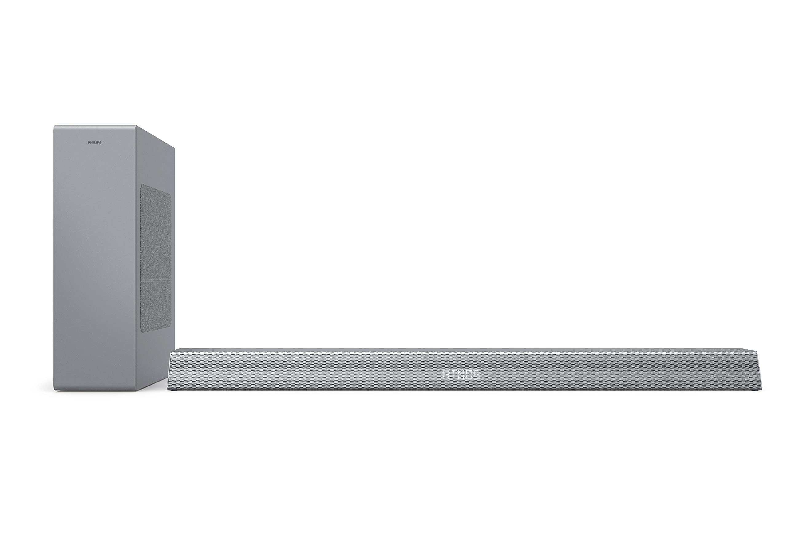 Philips B8505/10 Soundbar with Subwoofer Wireless (2.1 Channels, Bluetooth, 240 W, Dolby Atmos, HDMI eARC, DTS Play-Fi Compatible, Connects with Voice Assistants, Low Profile) Silver