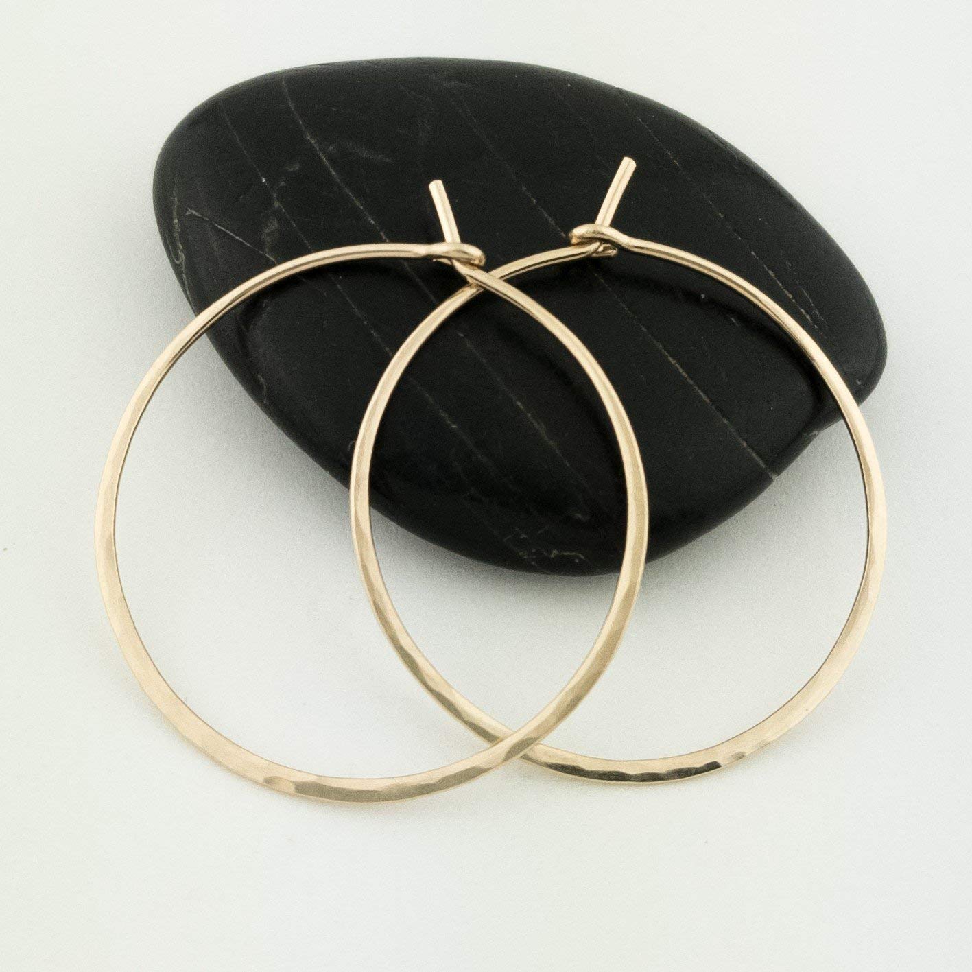 Thin Solid 14k Gold Hammered Hoop Earrings, 20g (.8mm) wire blog