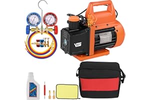 VTG VOGTEN 4.5 CFM AC Vacuum Pump and Gauge Set,for Mini Split/HVAC/Auto Systems,Manifold Gauge Kit Compatible with R134a R12