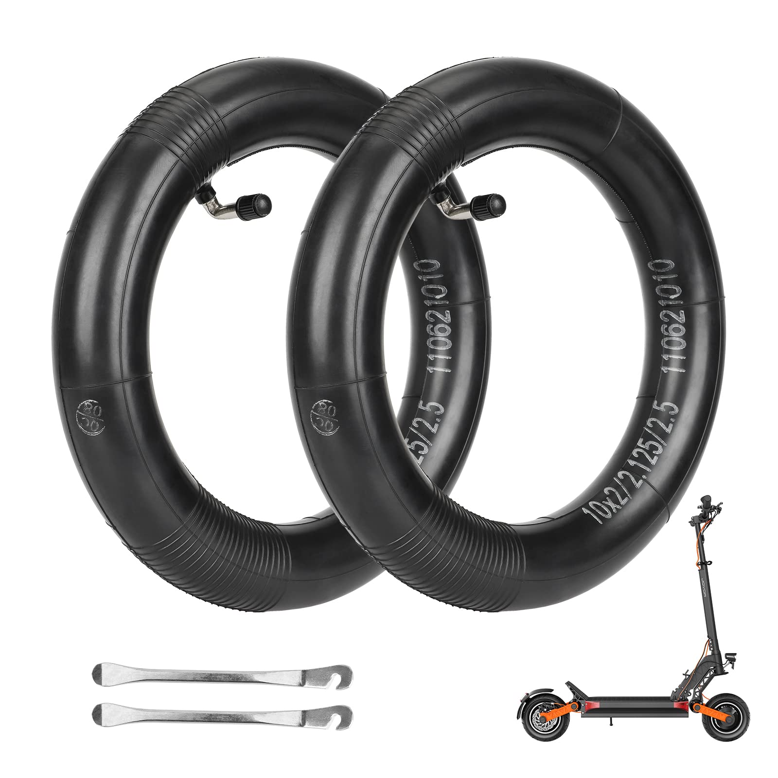 Ulip (2PCS) 10x2 10x2.125 10x2.5 Replacement Inner Tubes with 90 Degree for Nanrobot D4+ D5+ D6+ Scooter Trike Strollers