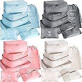 28 Pcs Packing Cubes Packing Organizers Luggage Organizer Bags Foldable Travel Luggage Cubes Suitcases Organizer Bags (Light Color)