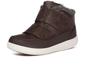 Hsyooes Diabetic Boots for Men Wide Width Winter Snow Boots Adjustable Straps Anti-slip Water Resistant Winter Shoes Warm Fur Lining Diabetic Shoes for Swollen Feet