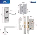 XFORT Polished Chrome Victorian Bathroom Handle Set 65mm Lock 75mm Hinges Wooden view 6