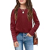 Ebifin Girls Sweaters Kids Long Sleeve Crewneck Fall Knit Tops Cute Pullover Jumper Shirts 5-14 Years