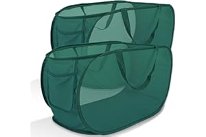 NairSnow Collapsible Laundry Baskets, 2 Pack Mesh Pop Up Laundry Hampers with Handles, Portable Travel Laundry Basket, Dirty Clothes Hamper Light Breathable, Fold Compact, Large Hold, Green. 2H