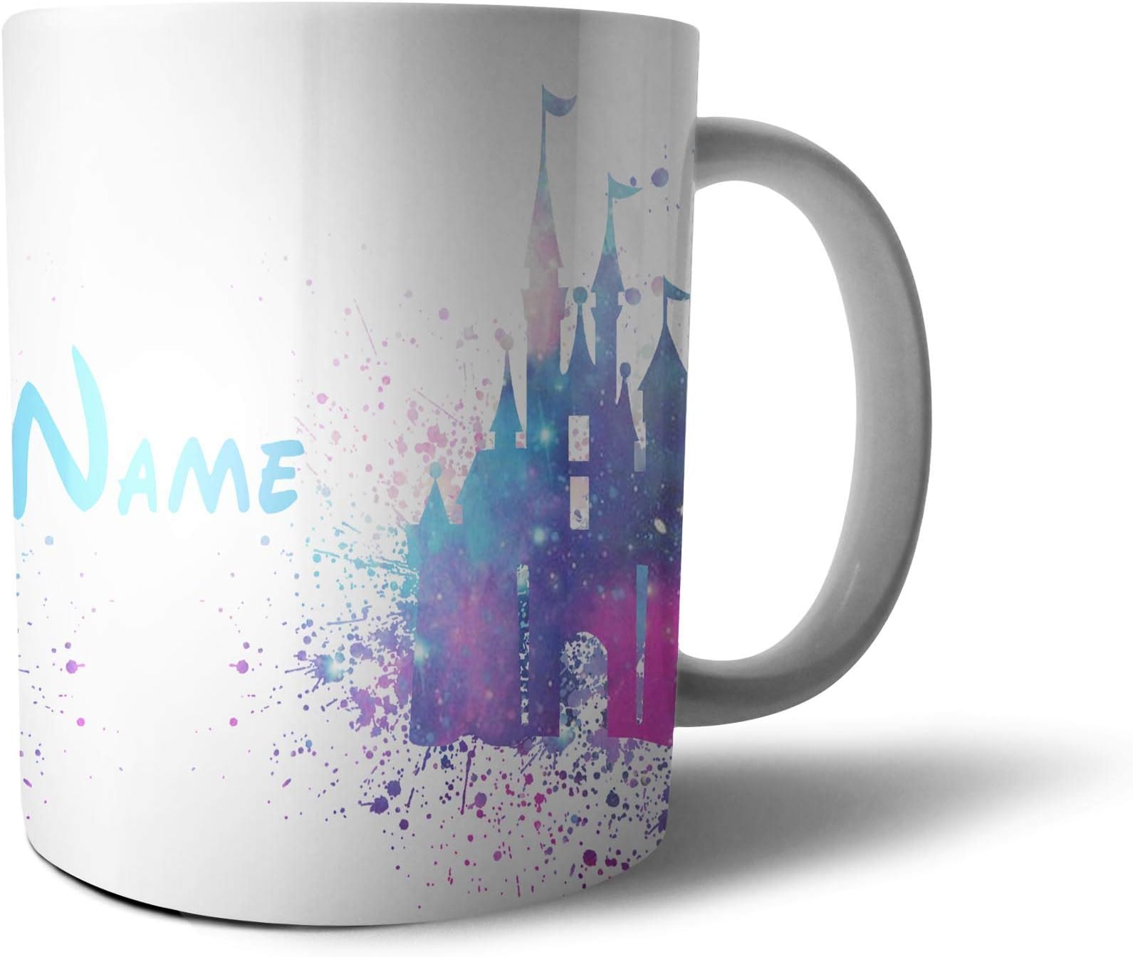 Personalised Name Initials Disney Castle Watercolor 10 oz Tea Coffee Mug Cup MugAT01P (10 OZ, Design 8)