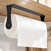 Under Cabinet Paper Towel Holder, Stainless Steel Paper Towel Holder – Wall Mount or Under Cabinet Mount Paper Roll Holder for Kitchen & Bathroom (Black)