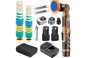 SHINEJACK Mini Car Polisher, 12V Micro Car Polisher Cordless, 11 Speeds RO/DA Mini Polisher for Car Detailing, Waxing, Scratc