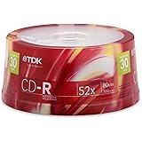 TDK CD-R80CB30 CD-R Data 80 Minute, 700MB, 52x (30-Pack Spindle) (Discontinued by Manufacturer)