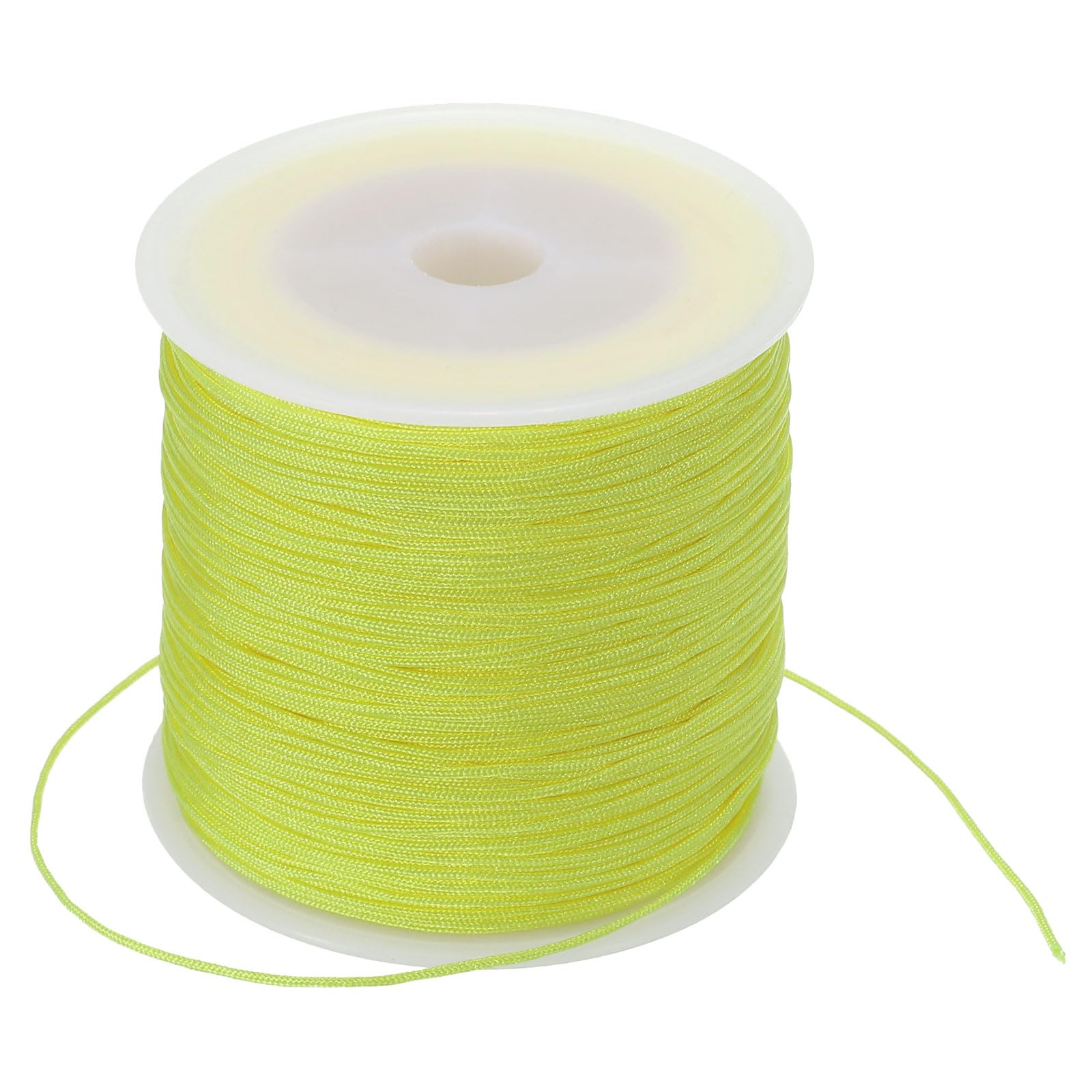 PATIKIL 0.8mm x 109 Yard Nylon Satin Cord, Nylon Beading String Knotting Cord Chain Braided Rope for Bracelets Jewelry Trim Chinese Knot, Fluorescent Yellow