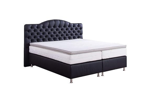 Aukona International Boxspringbett Vaiana 120x200, 7-Zonen-Taschenfederkern-Matratze mit Visco Topper Matratzenschoner, 140x2