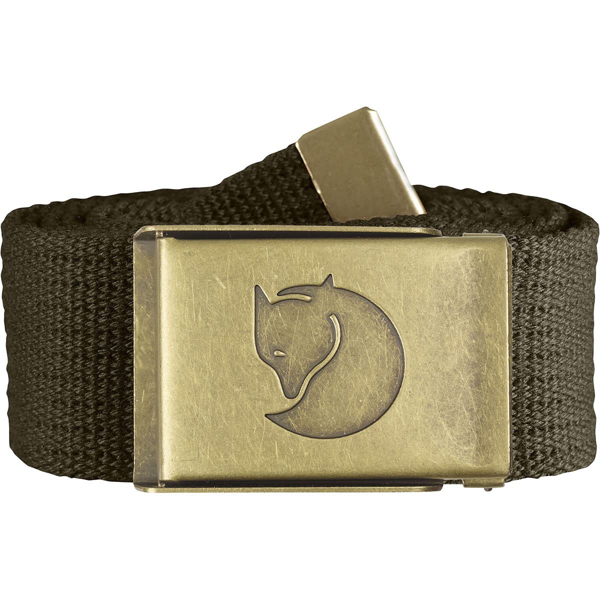Fjällräven Men's Canvas Brass 4 cm. Belt, Dark Olive, One size (120 cm) — image 1