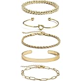 Gold Bangle Bracelets for Women Non Tarnish, 18k Gold Bracelet Stack Layered Chunky Cuff Bracelet Knot Cross Bowknot Bracelets Trendy Jewelry Set for Women Gifts