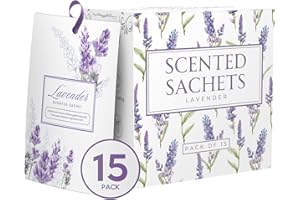 15 Pack Lavender Sachets for Drawers and Closets, Scented Sachets for Drawers, Closet Freshener Sachet for Drawers to Refresh