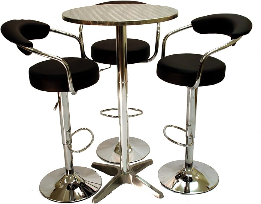 Luxury Kitchen/Bistro Dining Set Black Faux Leather Amazon.co.uk