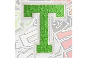 AXEN 3.1inch Iron On Letters Patches, Embroidered Letters Patches Letterman Applique for Clothes, Jacket, Dress, Hat, DIY Accessories, Green T