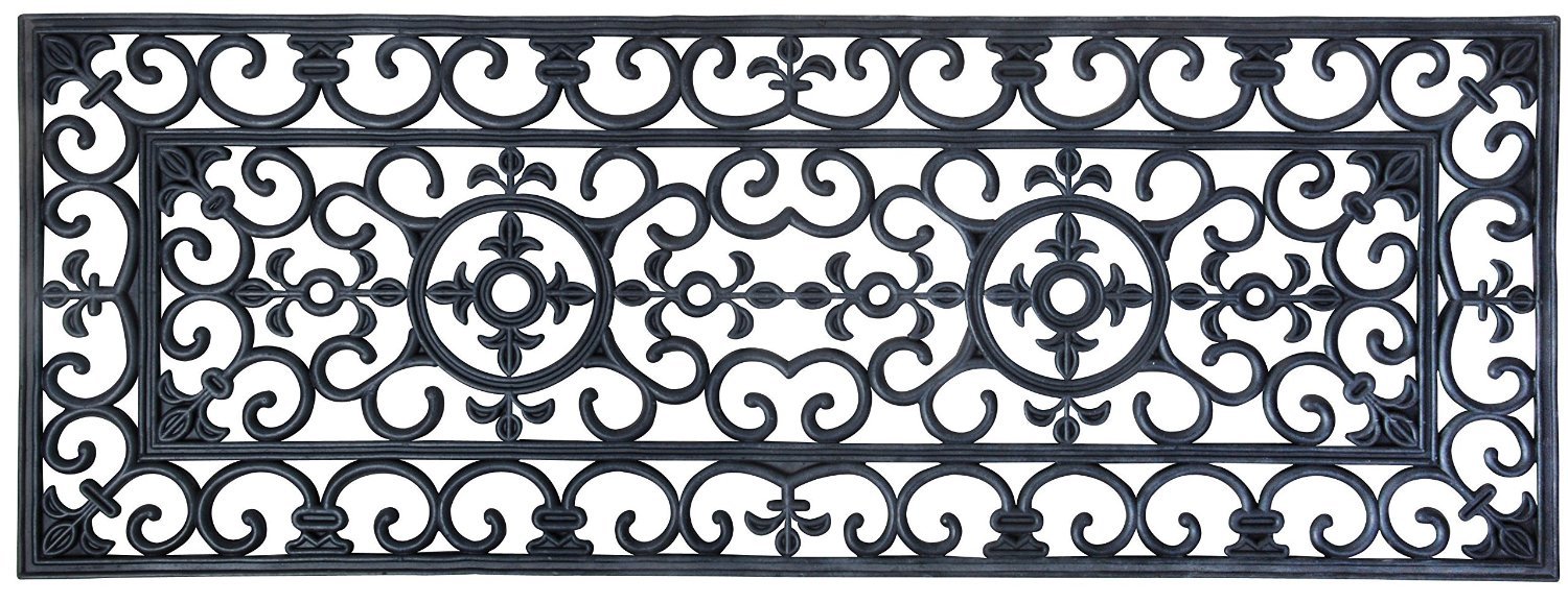 EHC Extra Large Victorian Wrought Iron Effect Outoor Or Indoor Non Slip Rubber Door Mat - 120cm x 45cm