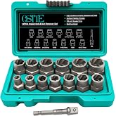 OSTTE 14Pcs Impact Bolt &amp; Nut Extractor Kit, 3/8" Drive | CR-MO steel, 8-19mm, removes stripped/frozen/rusted bolts &amp; lug nuts, easy-out design, solid storage case included