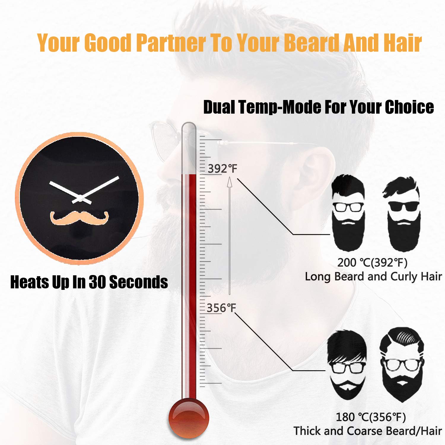 Beard Straightener, Hair Straightener Brush, Quick Electric Heated Hair Comb Kit with Beard Oil, Hot Ionic Hair Straightening Comb, Great Gift for Men