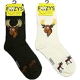 Foozys Women’s Crew Socks | Vermont Moose Animal Themed Novelty Socks | 2 Pair