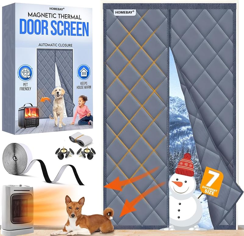 Homebay Magnetic Thermal Insulated Door Curtain Thick Oxford Fabric Auto-Closure