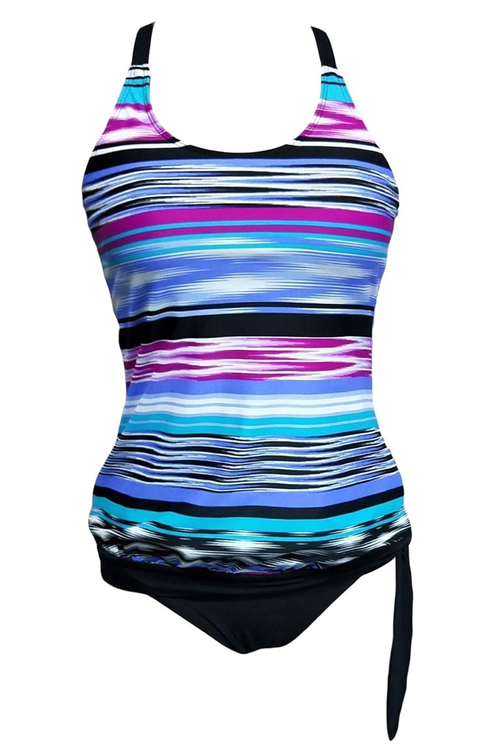 boldgal women's swimwear strappy tie dye tankini (multi-coloured)