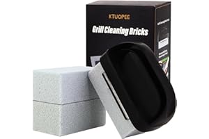 KTUOPEE Grill Cleaner, Griddle Cleaning Brick Block Heavy Duty Grill Stone Cleaning Bricks, Pumice Flat Top Cleaning Stone Removing Stains Greases Residue - 3 Pack with 1 Handle