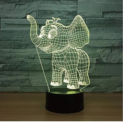FNWB 3D-Nachtlicht Elefant 7 Farben Dekor Tischlicht Optische Täuschung
