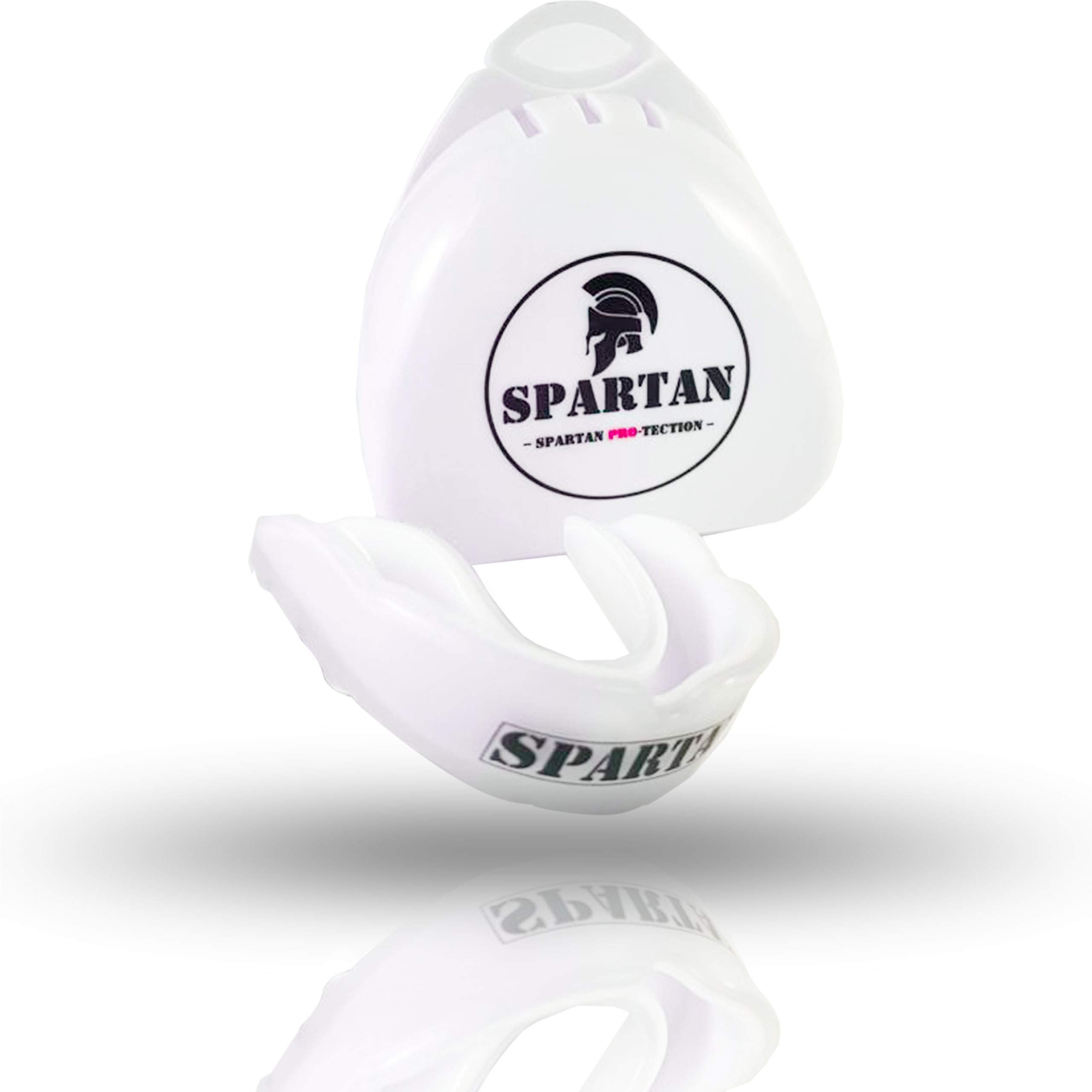 Spartan Pro-Tect Adult Gum Shield/MouthGuard - Mouldable Mouth Guard for Boxing, MMA, Rugby, Hockey, Judo and All Contact Sports. (Child (4+), White)