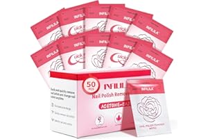 NXJ INFILILA Nail Polish Remover Pads Big Size 50 PCS Fingernail Polish Remover, Quick Nail Polish Remover Wipes, Portable Travel Kit to Clear Nail Polish for Home Professional Salon Supplies