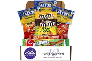Movie Candy Popcorn Snacks Basket - Movie Night Supplies - Snack Box Care Package Gift Baskets - Binge Watching - Date Night - Family, Couples, Kids, Dates, Students, Birthday by The LakeHouse