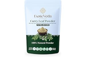 Exotic Veda Curry Leaf Powder – 100% Natural Kadi Patta (Murraya koenigii) | Vegan, Non‑GMO, Additive‑Free Indian Spice | Rich in Antioxidants & Nutrients for Cooking, Hair & Skin Benefits – 100 g (3.53 oz)