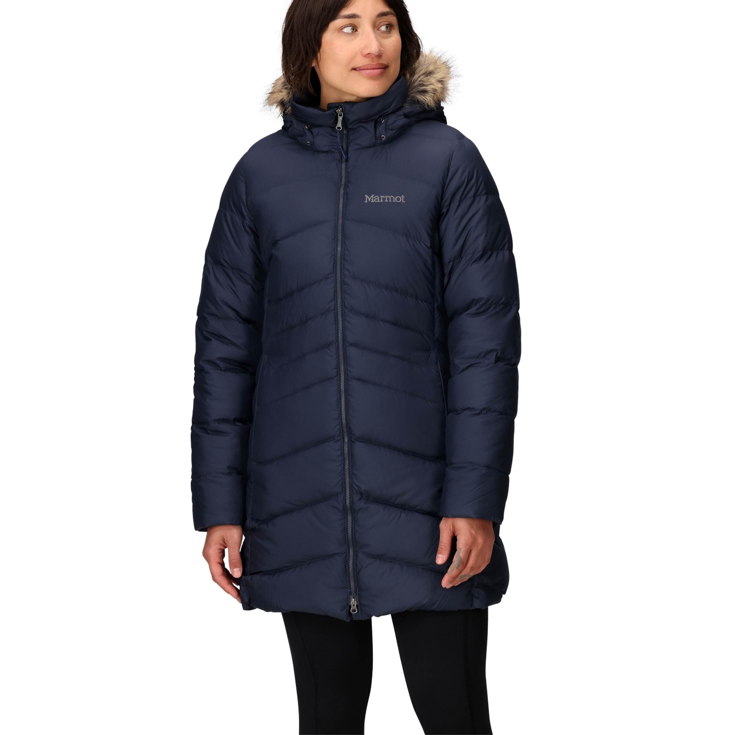 MARMOT Women’s Montreal Mid-Thigh Length Down Puffer Jacket, Midnight Navy, Medium