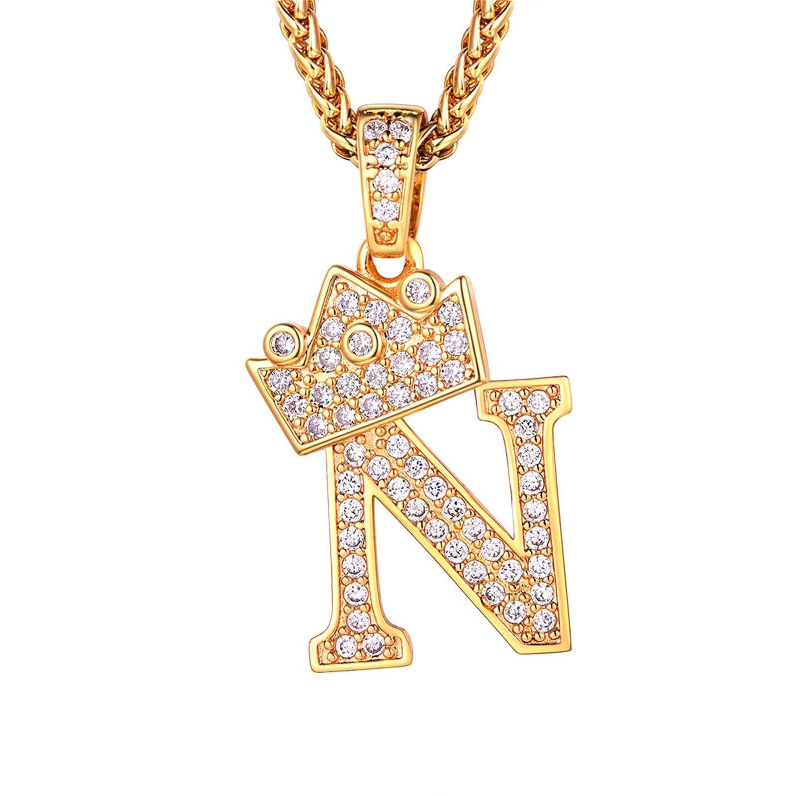 Richsteel Chain Necklace Men With N Initial Name Rapper Pendant Bling Letter Long Chains Mens