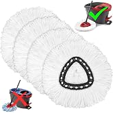 4 Pack Mop Heads Replacements for Easy Wring 1-Tank Spin System, Microfiber Spin Refills, Easy Cleaning Mop Repalce Head