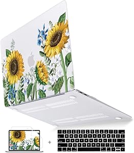 Mektron for New MacBook Pro 13 inch Case Touch bar 2016-2019 Release Model A2159/A1989/A1706/A1708 Sunflower Flowers Laptop Cover & Keyboard Skin & Screen Protector