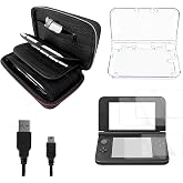 JDGPOKOO 5 in 1 Accessories Kit for Nintendo 3DS XL/LL, Carrying Case for 3DS XL/LL, Clear Shell Case, 2 Set Screen Protectors and Charging Cable Compatible with Nintendo 3DS&zwnj; XL/LL ONLY