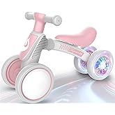 WETIFY Colorful Lighting Baby Balance Bike Toys for 1 Year Old Girl Gifts, 10-36 Month Toddler Balance Bike, No Pedal 4 Silence Wheels & Soft Seat First Bike, One Year Old Girl Birthday Gifts