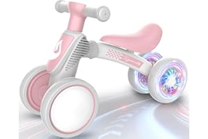 WETIFY Colorful Lighting Baby Balance Bike Toys for 1 Year Old Girl Gifts, 10-36 Month Toddler Balance Bike, No Pedal 4 Silence Wheels & Soft Seat First Bike, One Year Old Girl Birthday Gifts