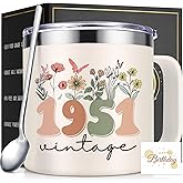 Lifecapido 75th Birthday Gifts for Women, Vintage 1951 14oz Coffee Mug, 75 Year Old Birthday Gifts for Women Grandma Mom Aunt Wife
