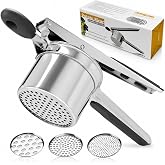 Roryimke Potato Ricer Potato Masher Spaetzle Maker Potato Press for Kitchen | 15oz Potato Ricer Heavy Duty Stainless Steel 3 Interchangeable Discs with Silicone Handle Kitchen Tool for Kitchen